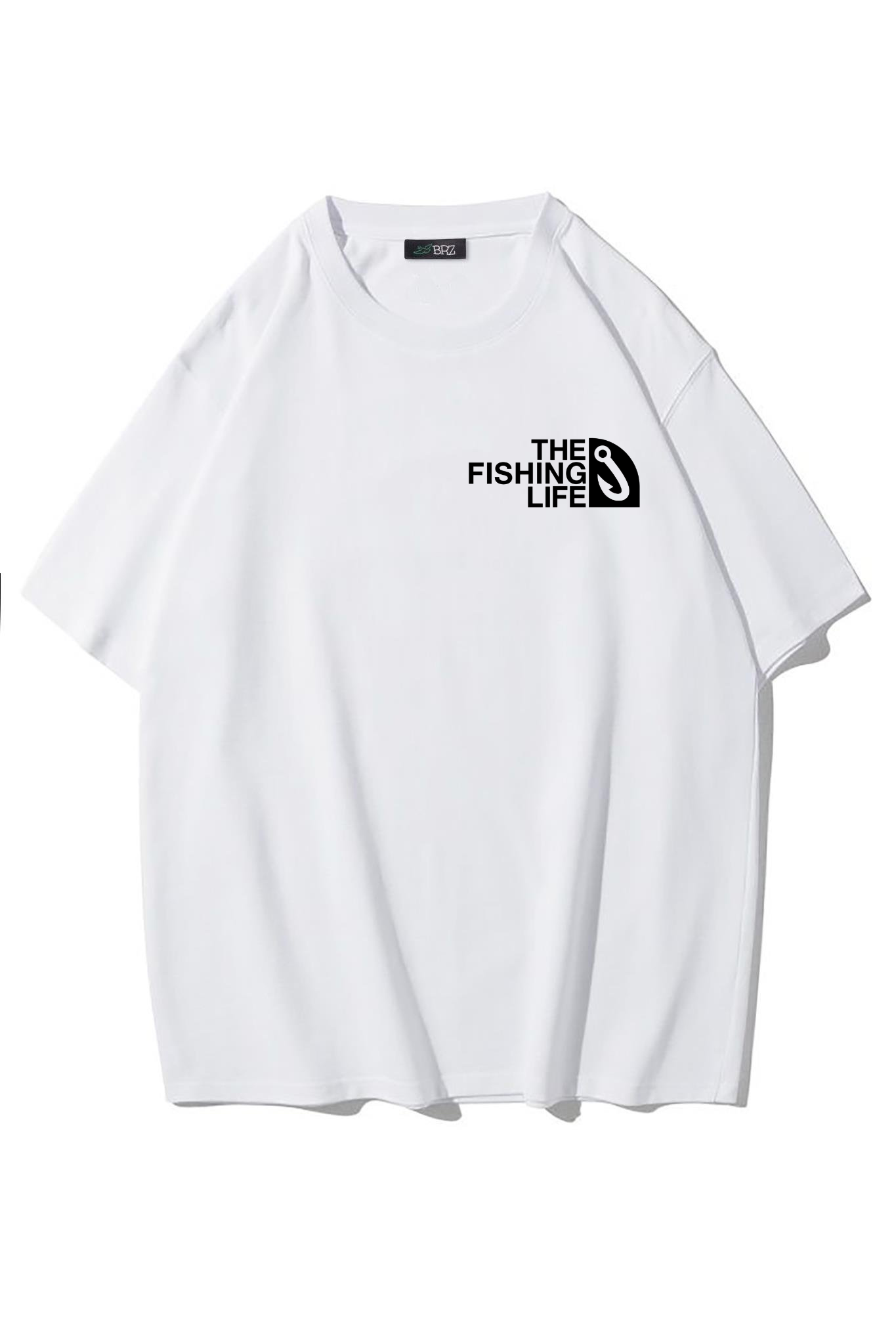 BRZ Collection Unisex Oversize The Fishing Life T-shirt (BEYAZ)