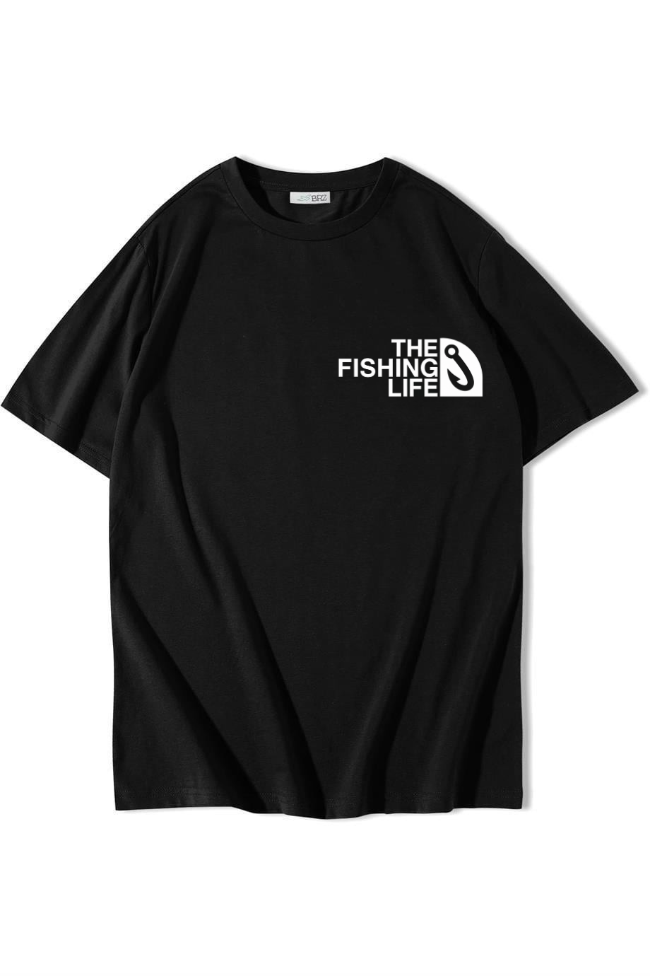 BRZ Collection Unisex Oversize The Fishing Life T-shirt Siyah