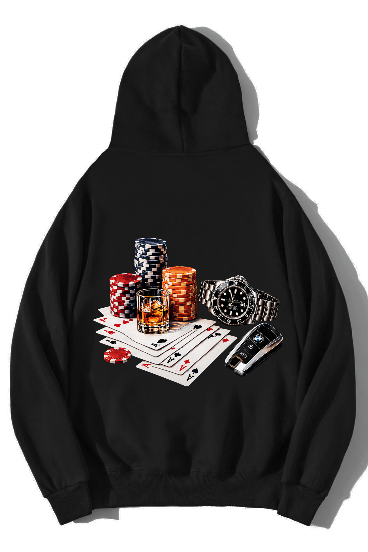 BRZ Collection Unisex Oversize The Gambler Hoodie Siyah