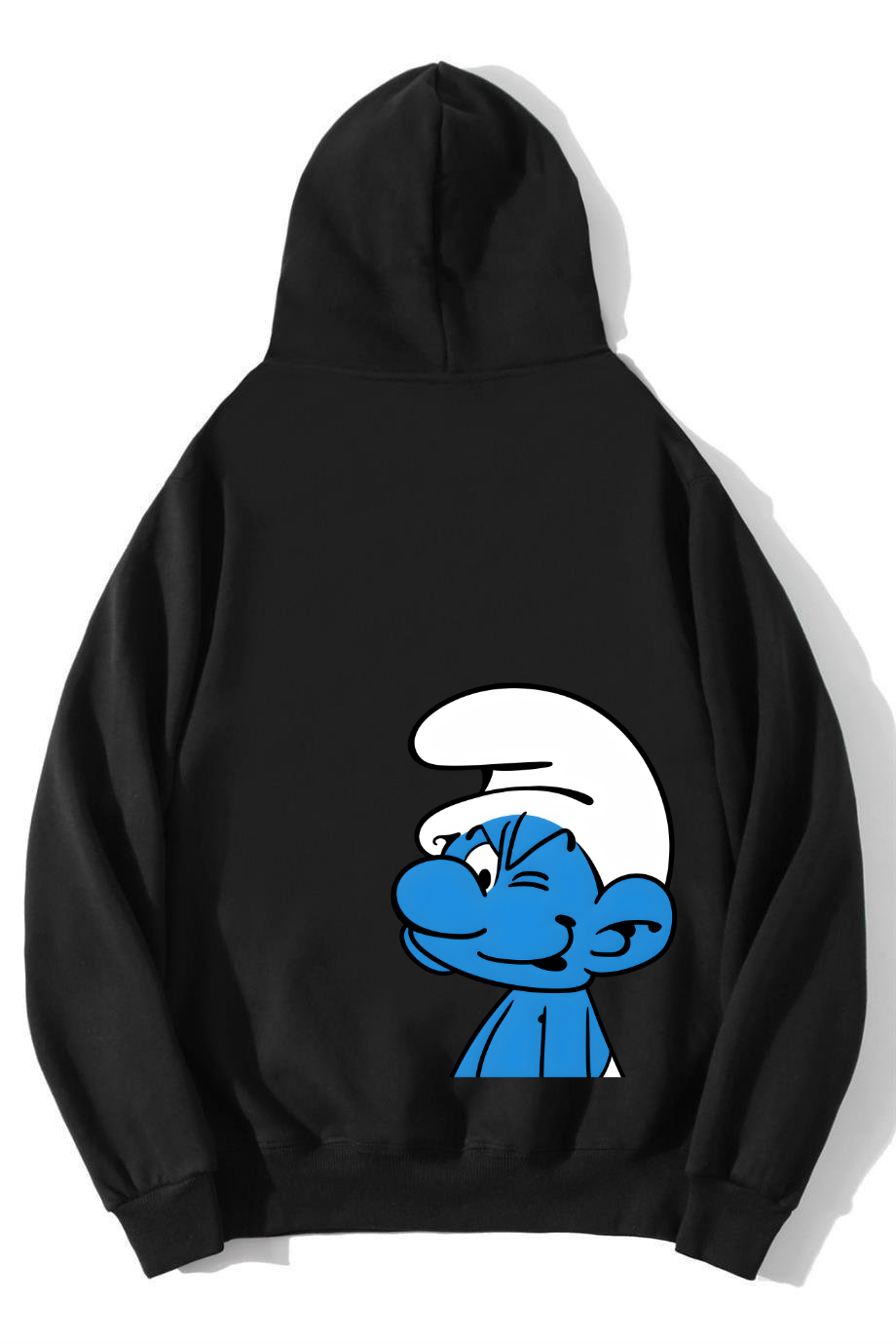 BRZ Collection Unisex Oversize The Smurfs (Şirinler) Hoodie Siyah
