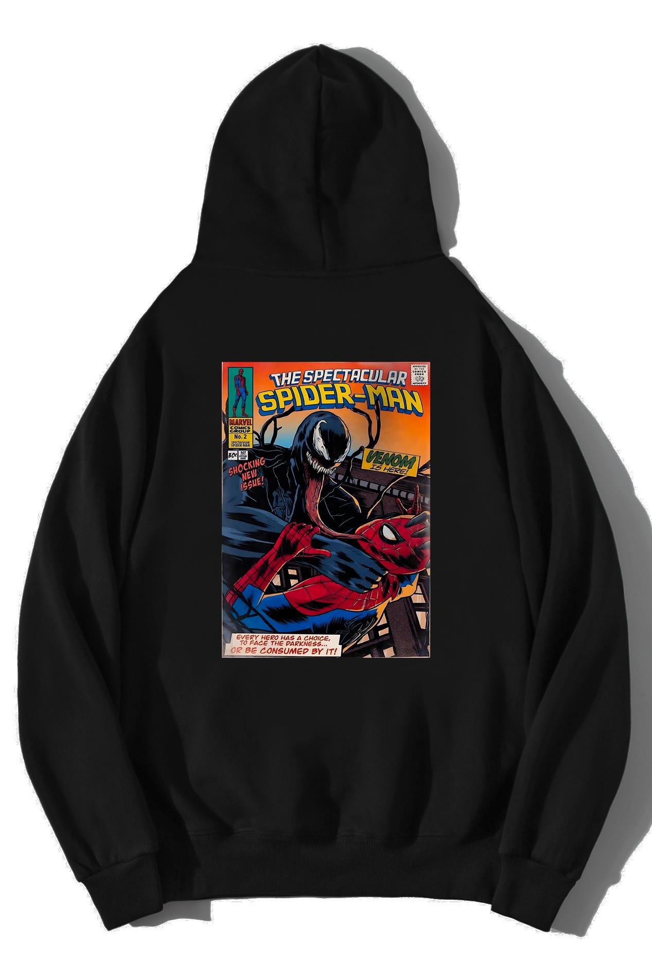 BRZ Collection Unisex Oversize The Spectacular Spider-Man Hoodie Siyah
