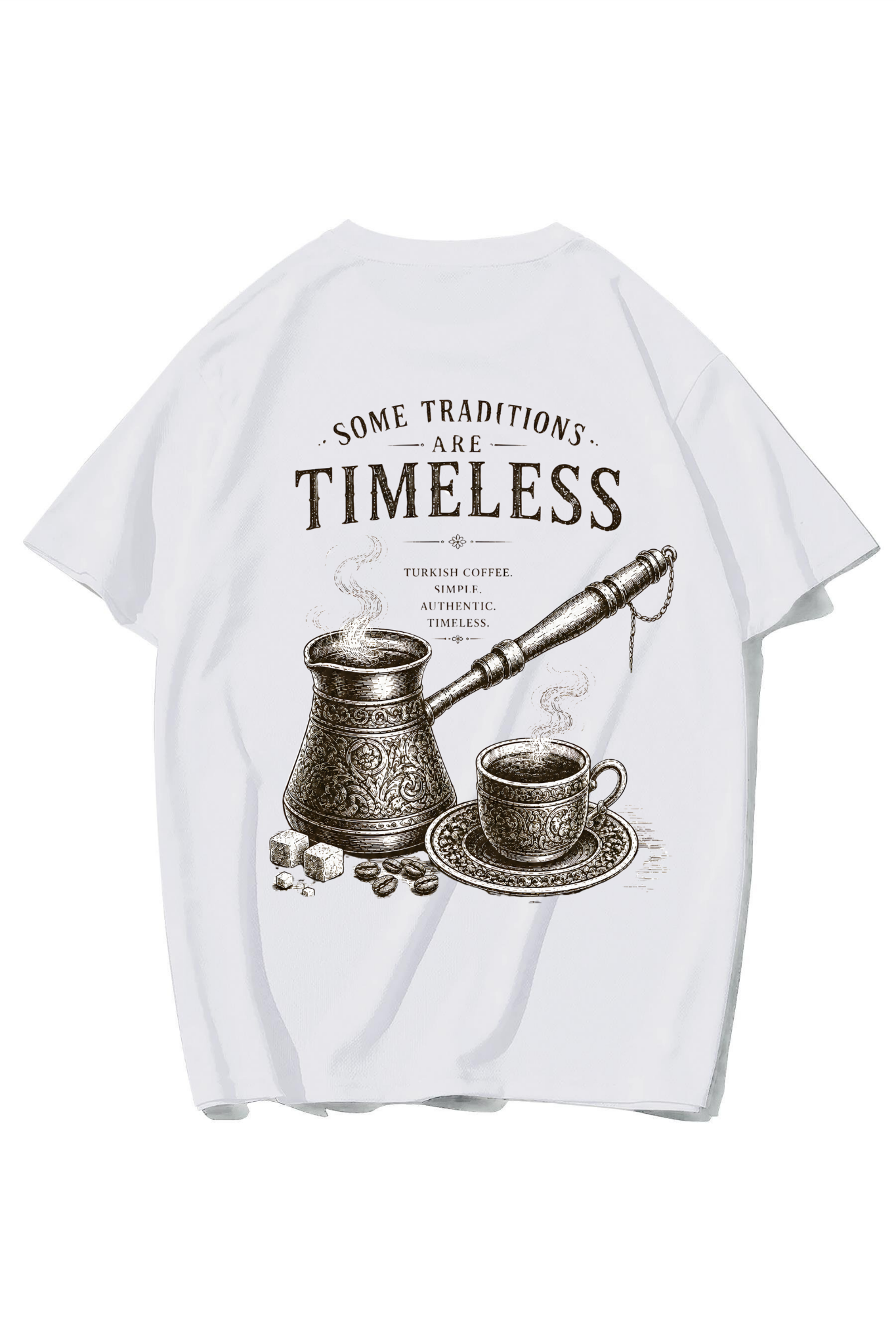 BRZ Collection Unisex Oversize Turkish Coffee T-shirt (BEYAZ)