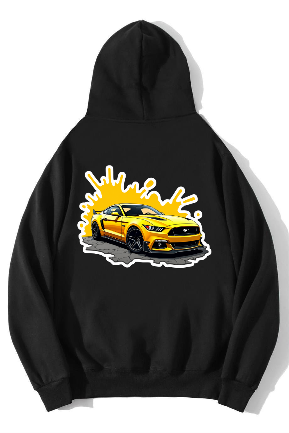 BRZ Collection Unisex Oversize Yellow Ferrari Hoodie Siyah