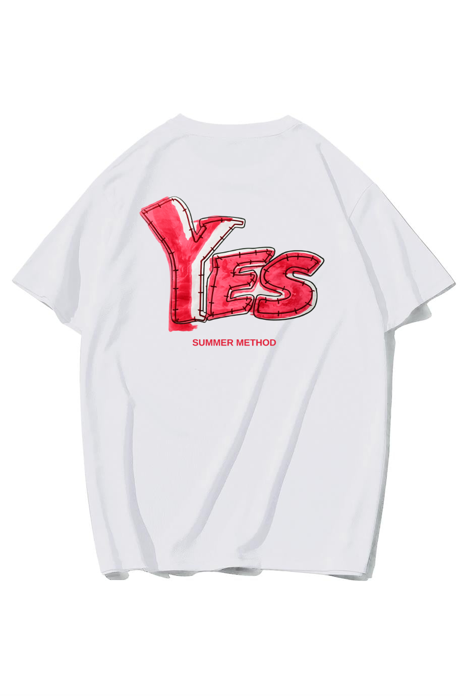 BRZ Collection Unisex Oversize YES Summer Method T-shirt (BEYAZ)