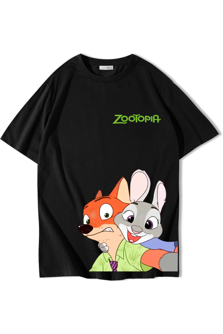 BRZ Collection Unisex Oversize Zootopia T-shirt Siyah