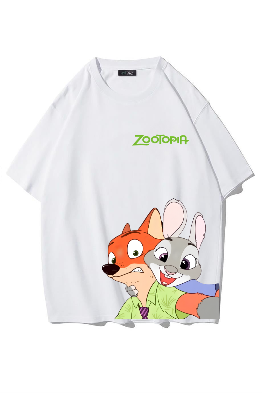BRZ Collection Unisex Oversize Zootopia T-shirt (BEYAZ)