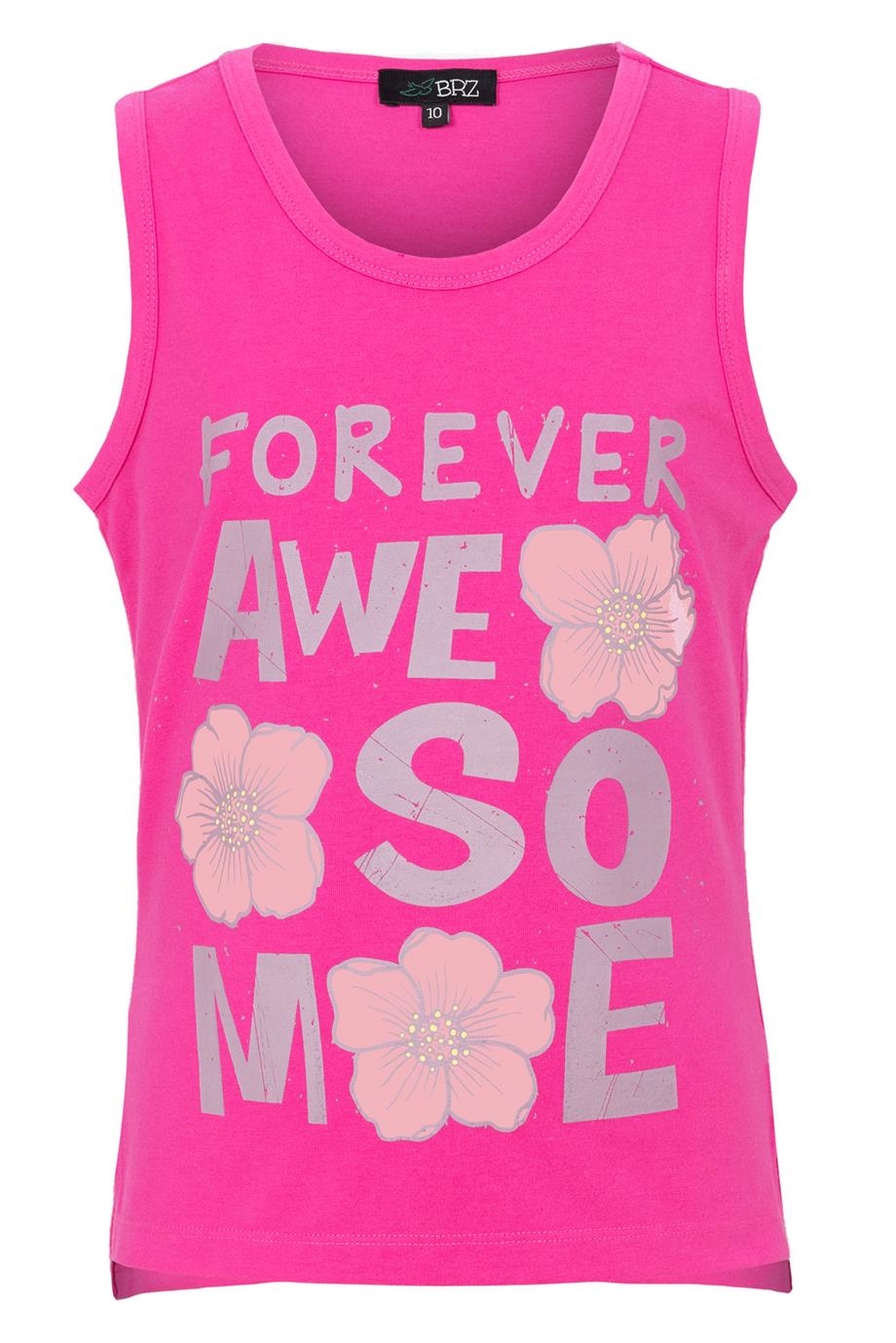 BRZ Kids Baskılı Yırtmaçlı Kız Çocuk Sıfır Kol T-shirt