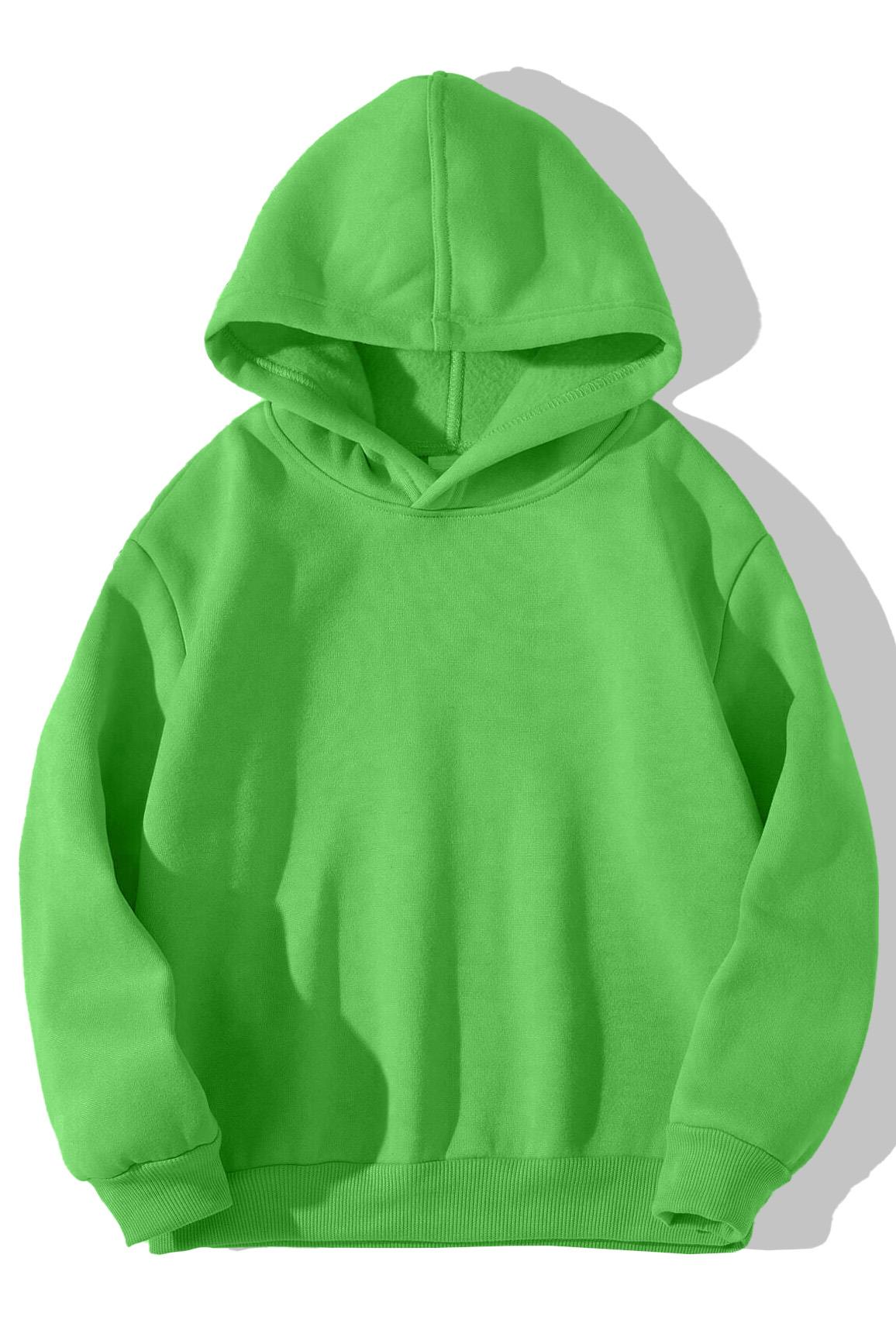 BRZ Kids Unisex Çocuk Basic Hoodie Neon Yeşil