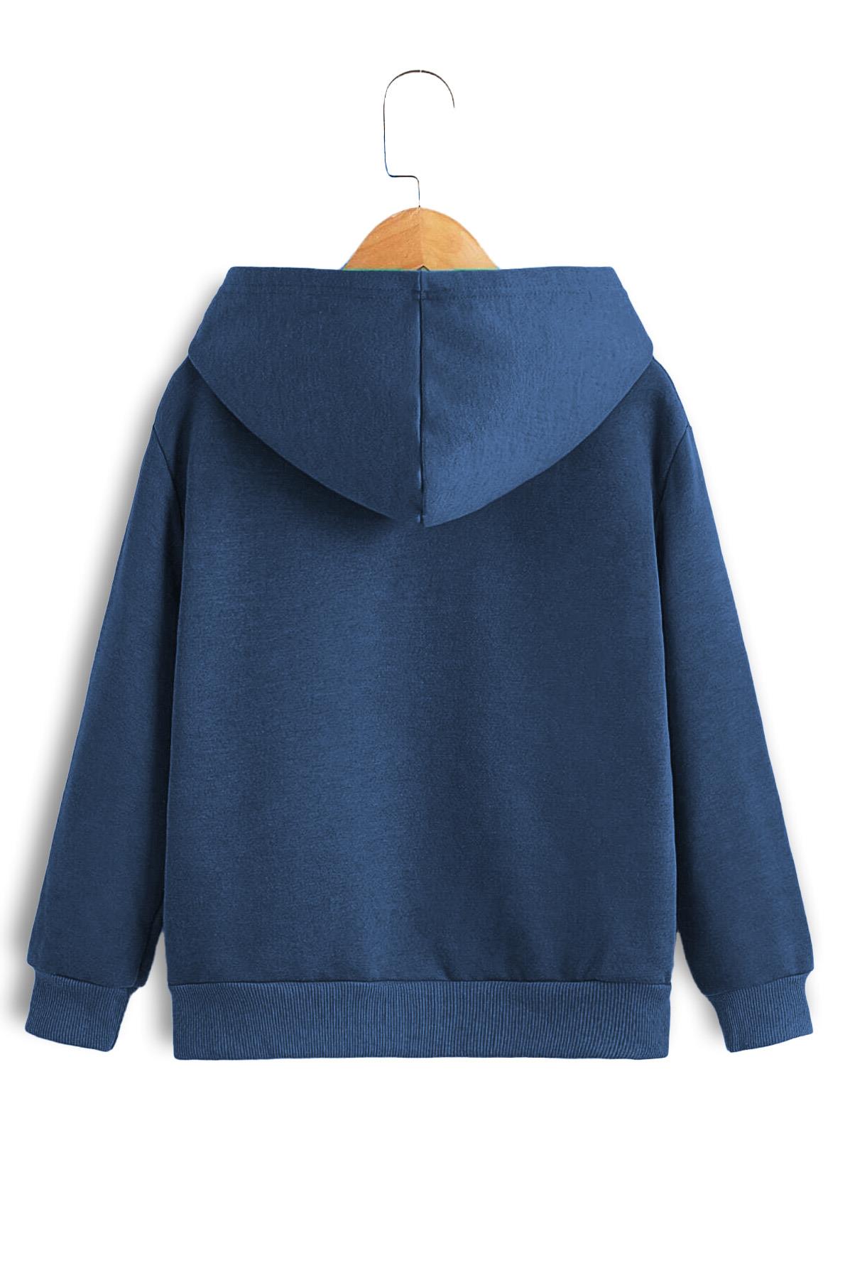 BRZ Kids Unisex Çocuk Basic Hoodie Petrol