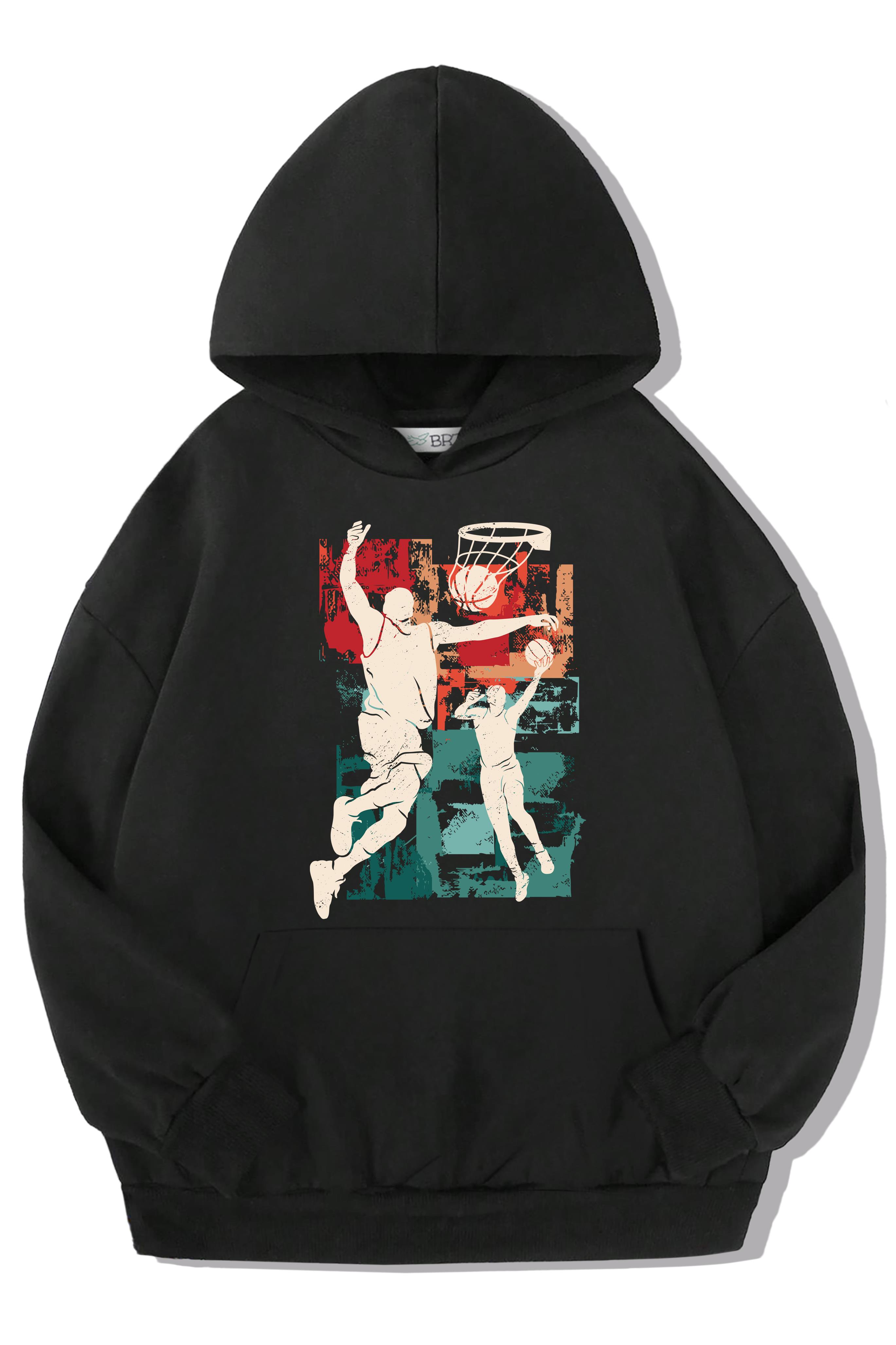 BRZ Kids Unisex Çocuk Basketball Silhouette Hoodie
