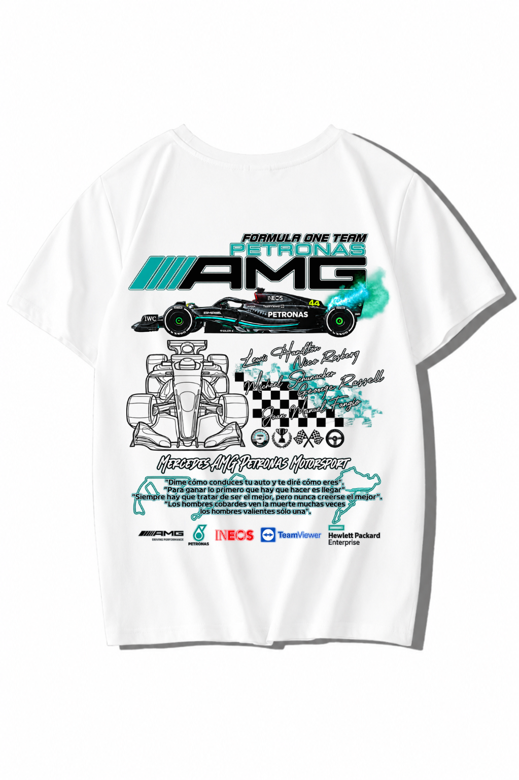 BRZ Kids Unisex Çocuk Formula One Team Petronas AMG T-shirt (BEYAZ)