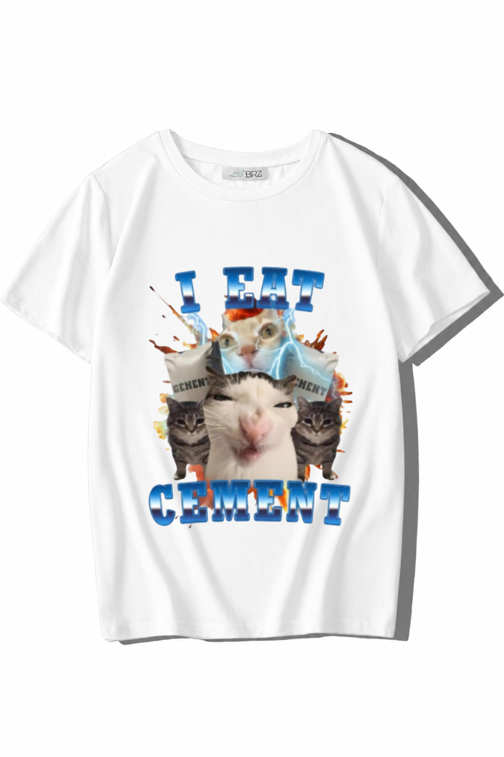 BRZ Kids Unisex Çocuk I Eat Cement T-shirt Beyaz