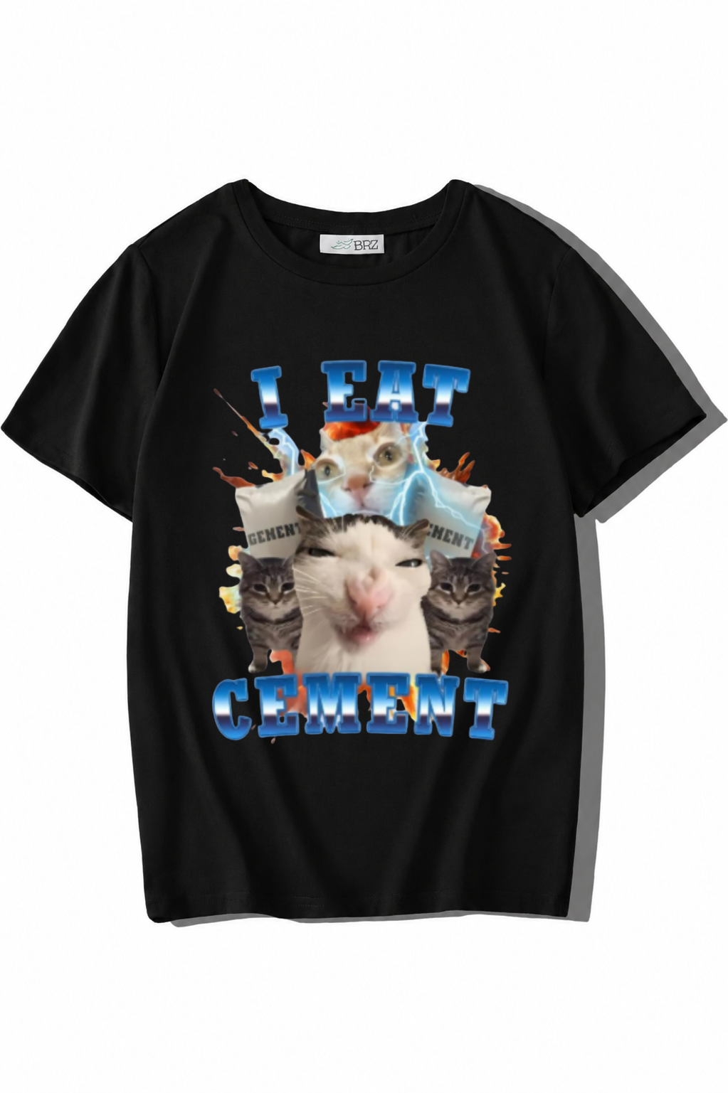 BRZ Kids Unisex Çocuk I Eat Cement T-shirt Siyah
