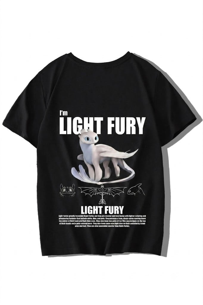 BRZ Kids Unisex Çocuk Light Fury T-shirt Siyah