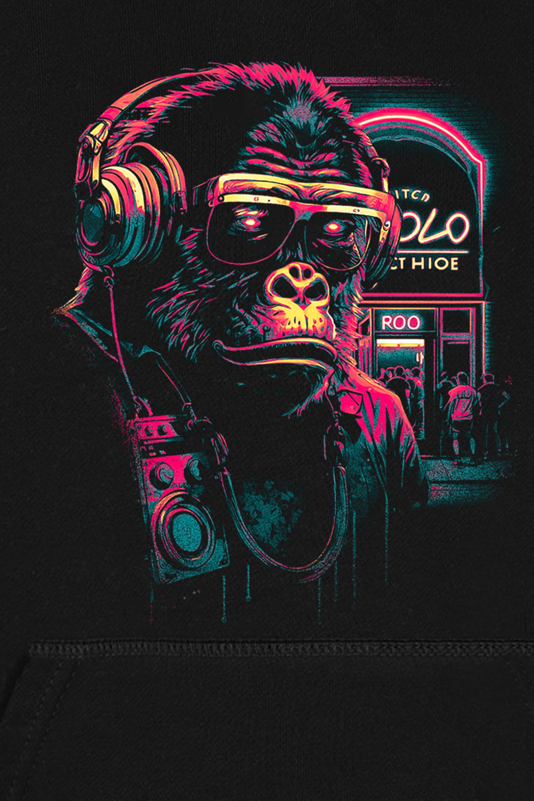 BRZ Kids Unisex Çocuk Neon Gorilla Hoodie