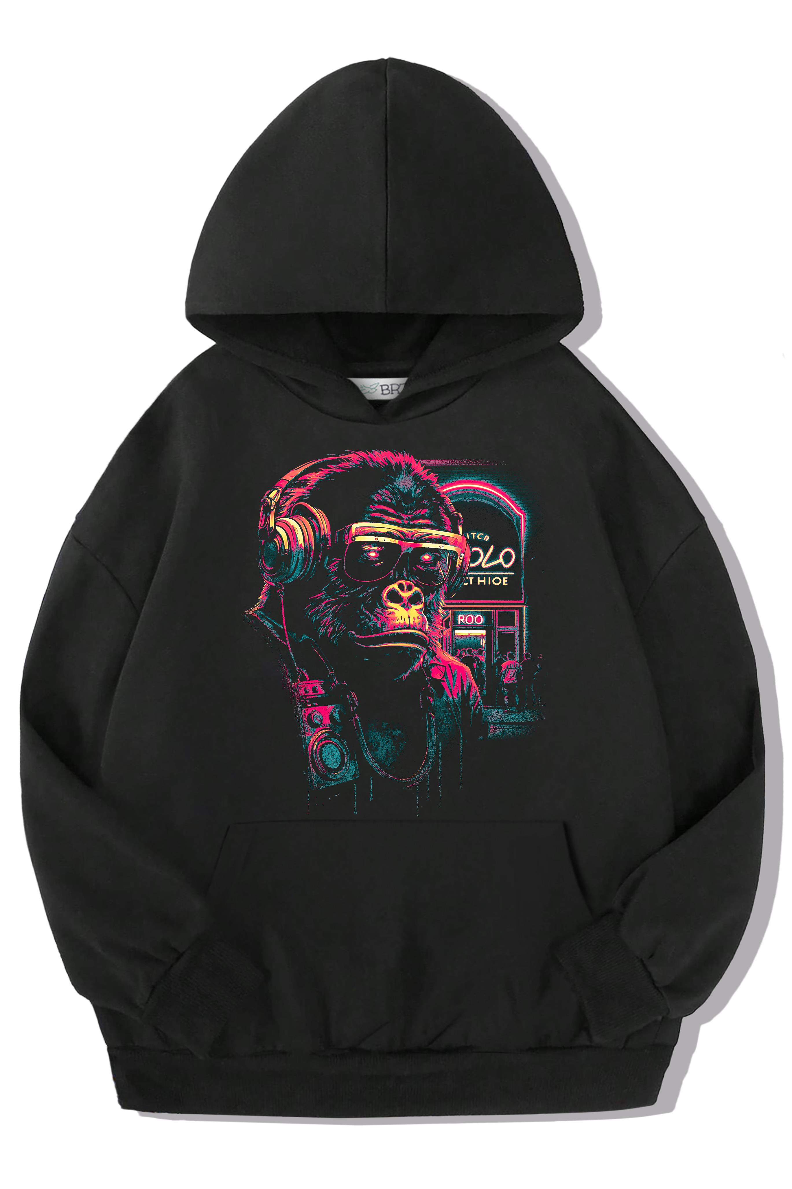 BRZ Kids Unisex Çocuk Neon Gorilla Hoodie