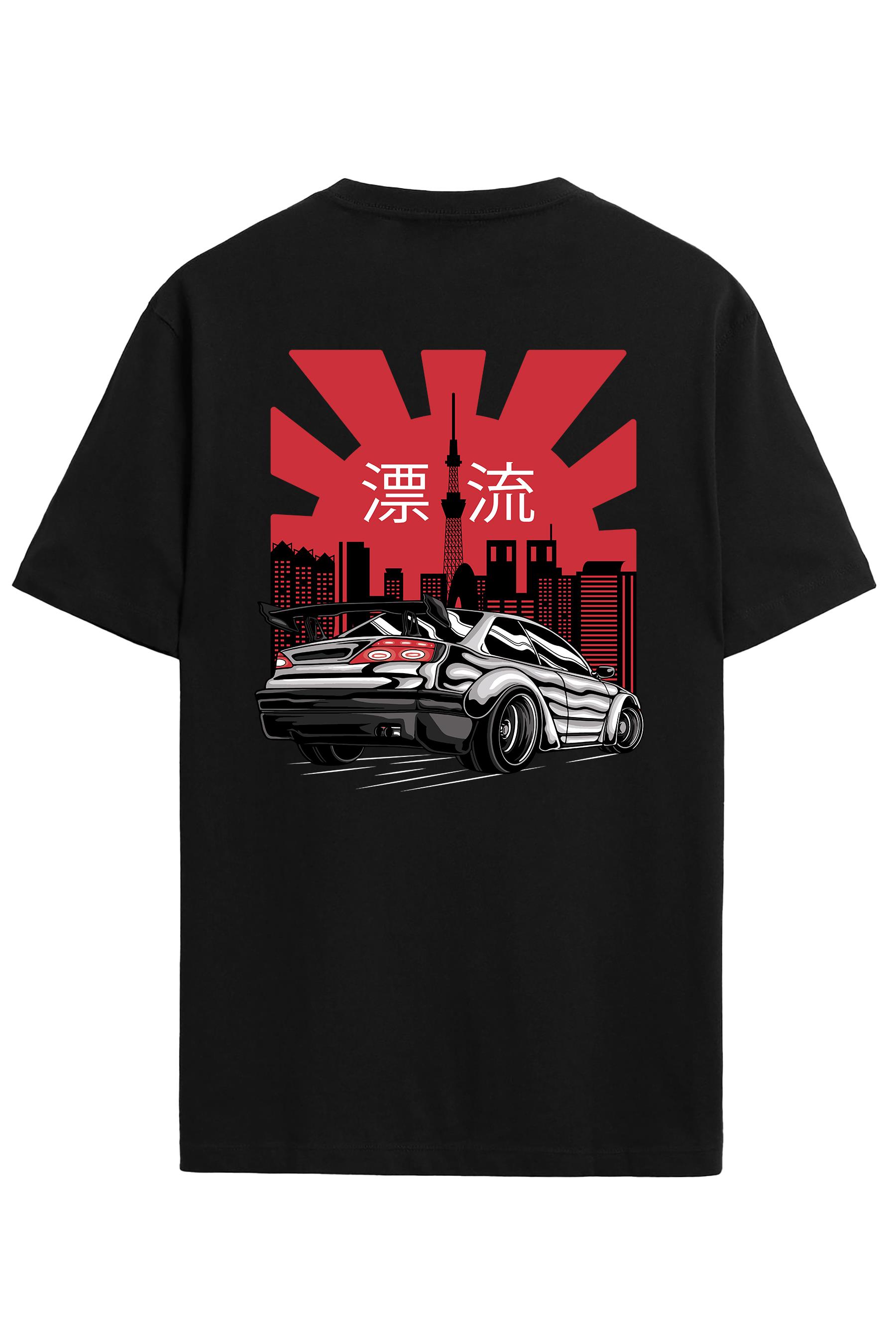 BRZ Kids Unisex Çocuk Oversize Japanese City Sport Car T-shirt