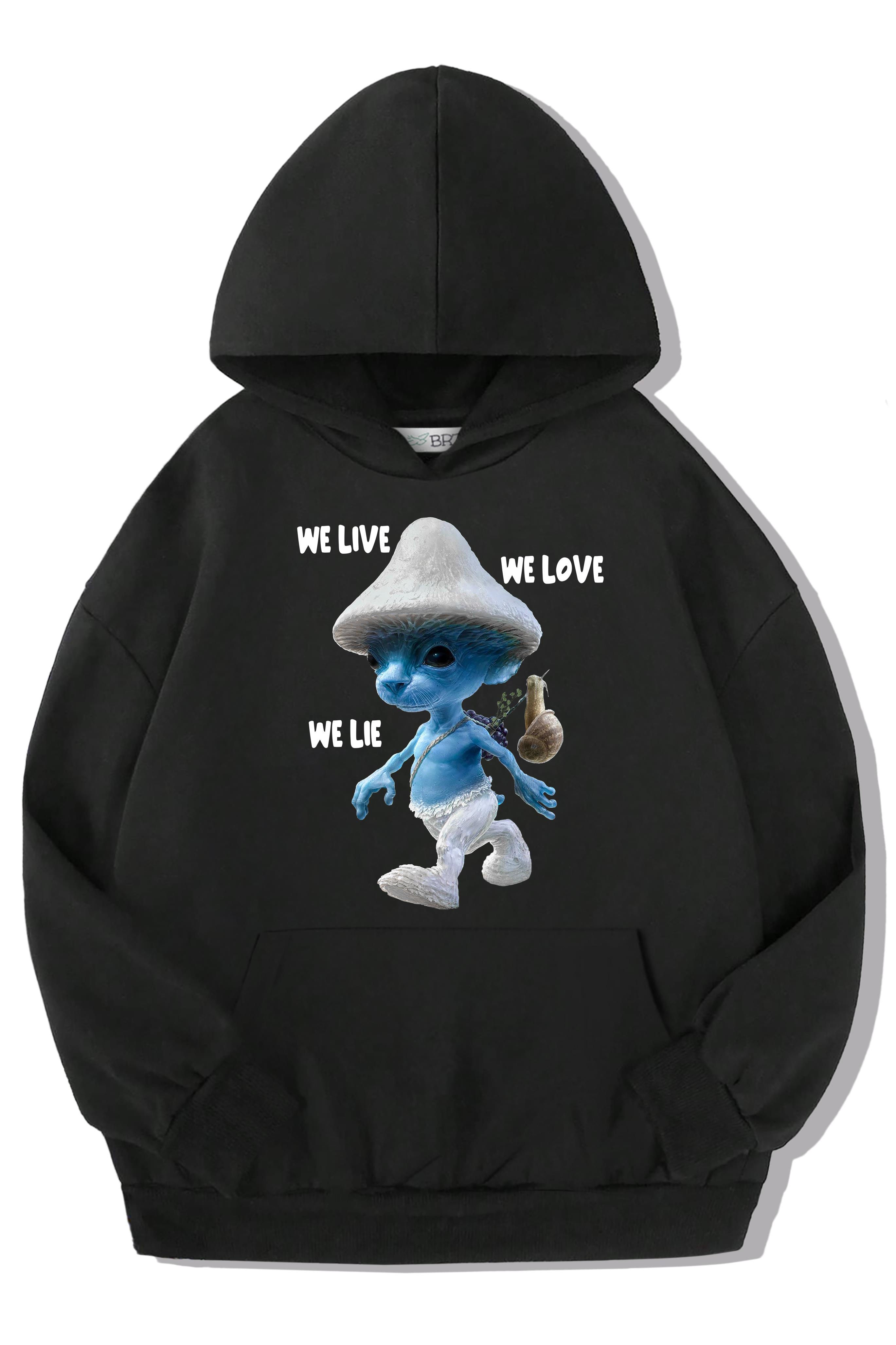 BRZ Kids Unisex Çocuk Smurf Cat We Live We Love We Lie Hoodie