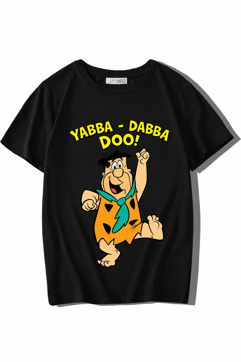 BRZ Kids Unisex Çocuk Taş Devri Fred Çakmaktaş Yabba Dabba Doo T-shirt Siyah