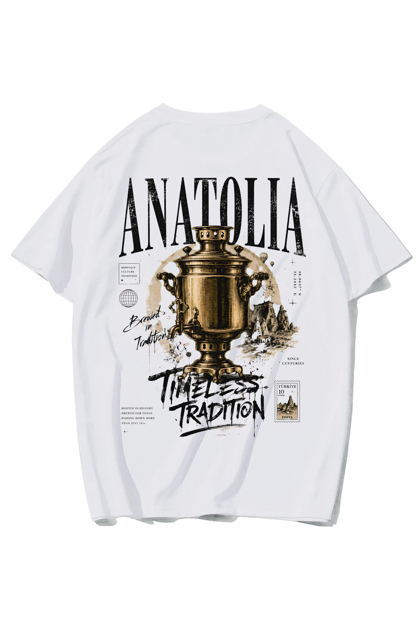 Unisex Oversize Timeless Tradition Semaver T-shirt (BEYAZ)