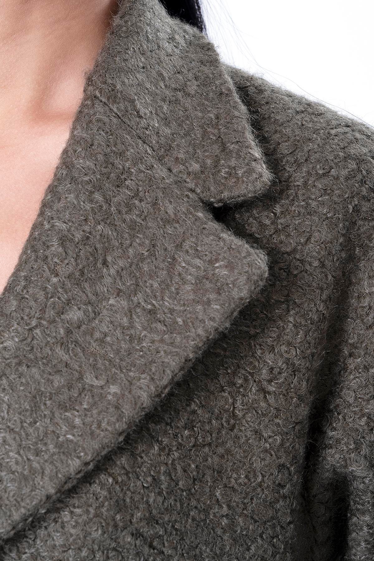 Kruvaze Düğmeli Oversize Buklet Kaban