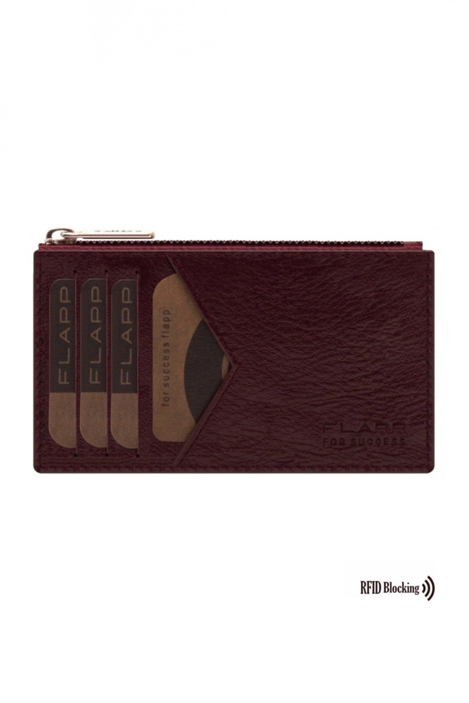 Flapp Deri Bordo Rfıd Engelleyici Fermuarlı Bozukpara Gözlü Unisex Çanta Cüzdan