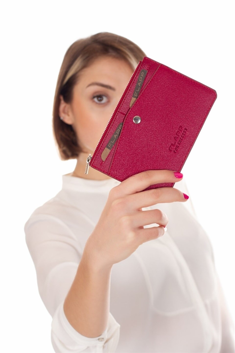 Flapp Deri Desenli Bordo Rfıd Korumalı Engelleyici Fermuarlı Bozukpara Gözlü Çanta Cüzdan