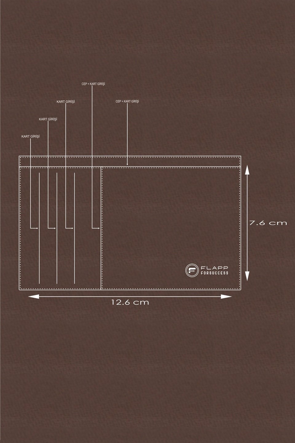 Flapp Deri Desenli Kahverengi Rfıd Korumalı Engelleyici Fermuarlı Kadın Çanta Cüzdan