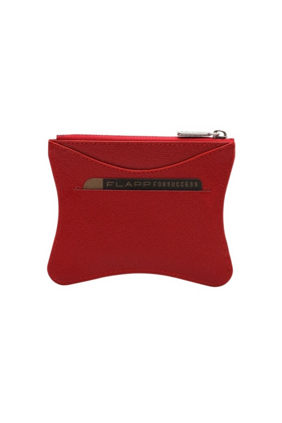 Flapp Deri Desenli Kırmızı Rfıd Korumalı Engelleyici Fermuarlı Bozukpara Gözlü Kadın Çanta Cüzdan