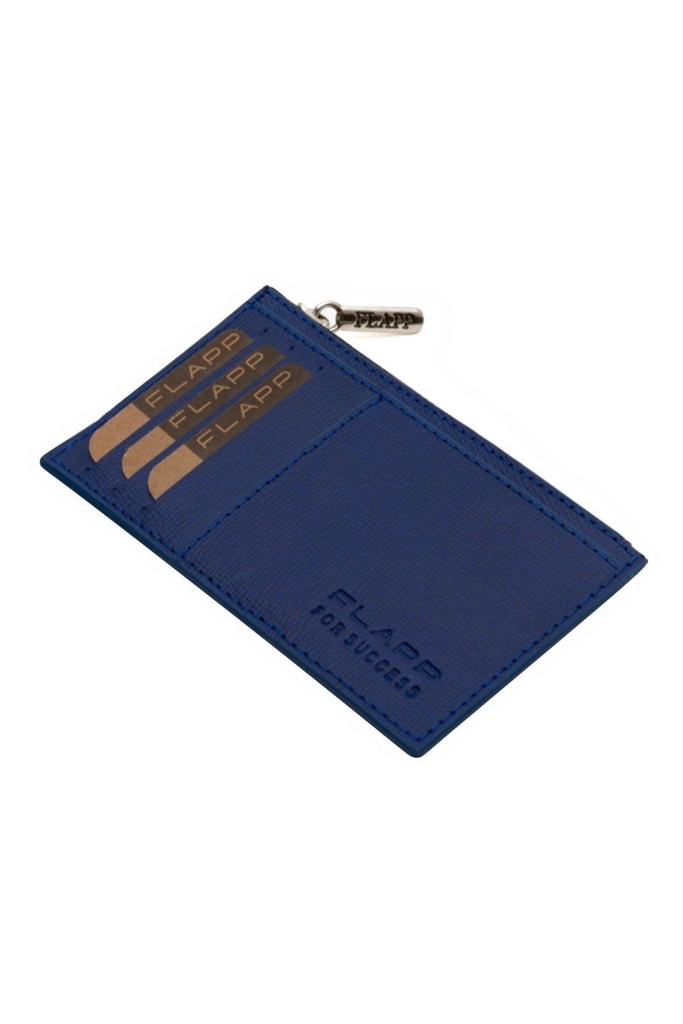 Flapp Deri Desenli Mavi Rfıd Korumalı Engelleyici Fermuarlı Bozukpara Gözlü Kadın Çanta Cüzdan