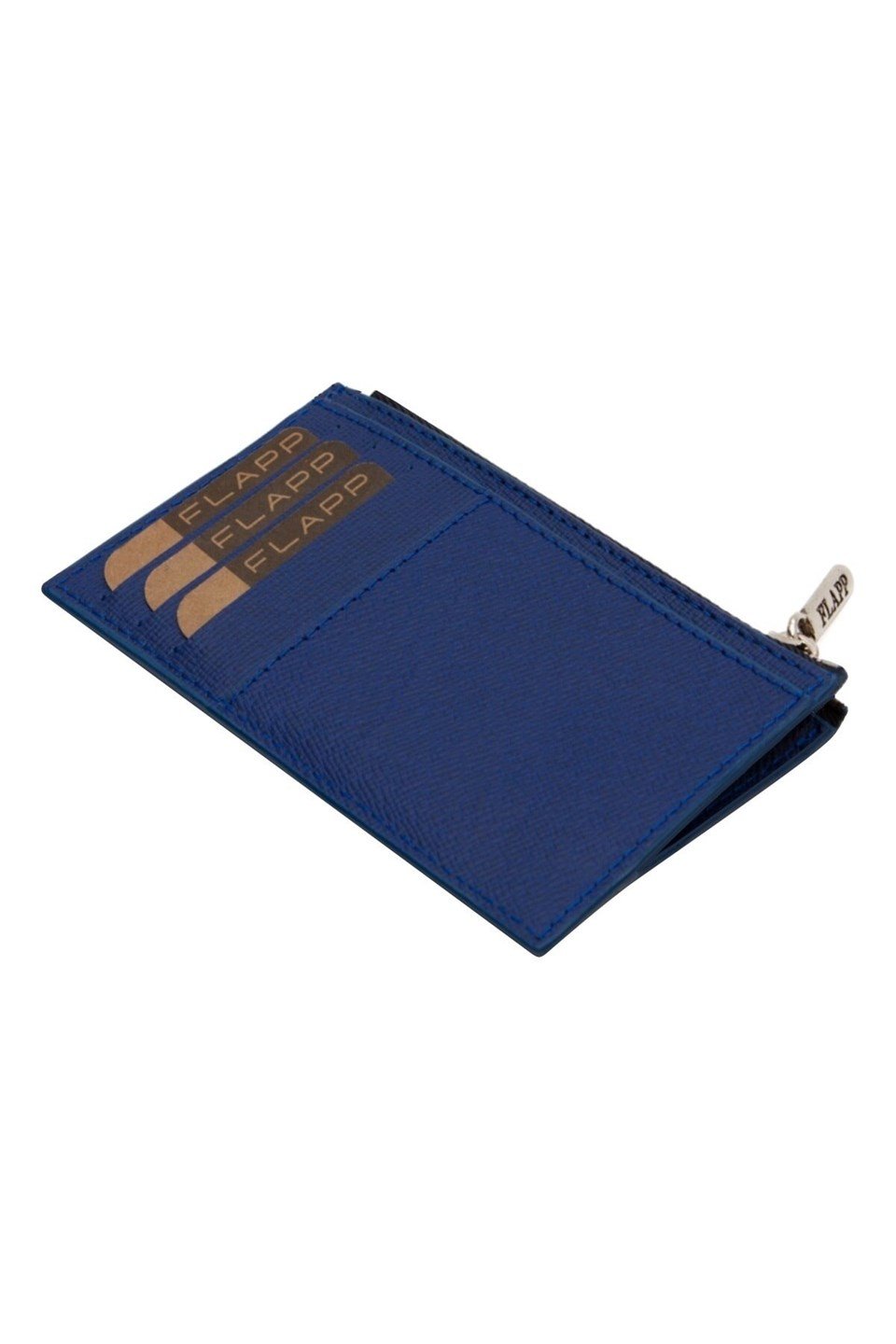 Flapp Deri Desenli Mavi Rfıd Korumalı Engelleyici Fermuarlı Bozukpara Gözlü Kadın Çanta Cüzdan