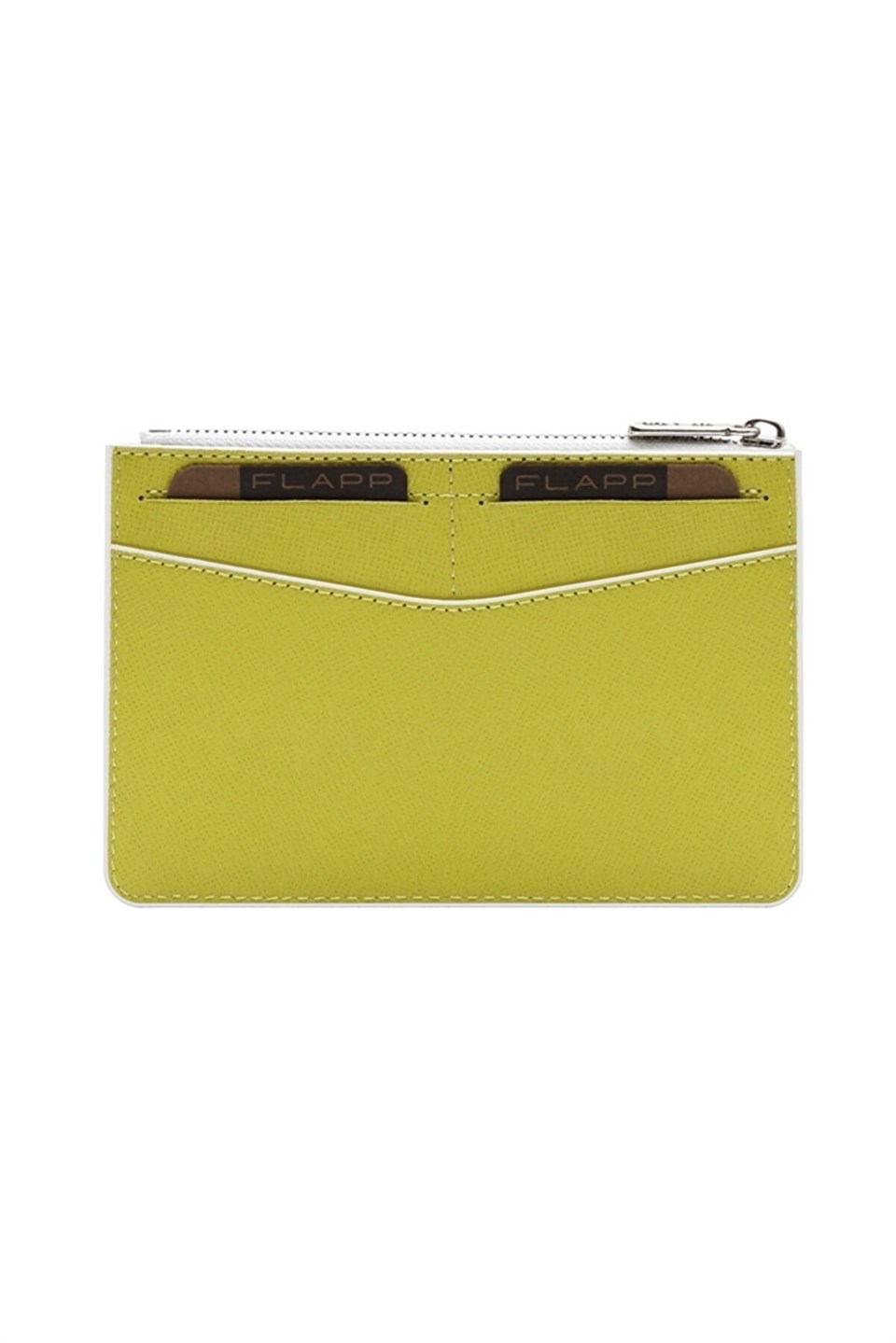 Flapp Deri Desenli Sarı Rfıd Korumalı Engelleyici Fermuarlı Bozukpara Gözlü Çanta Cüzdan