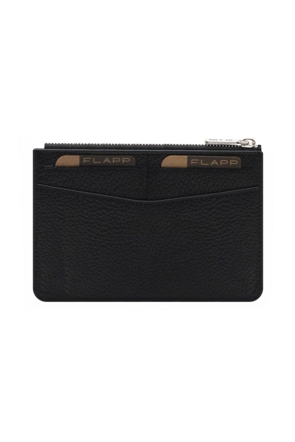 Flapp Deri Flotur Siyah Rfıd Korumalı Engelleyici Fermuarlı Bozukpara Gözlü Çanta Cüzdan