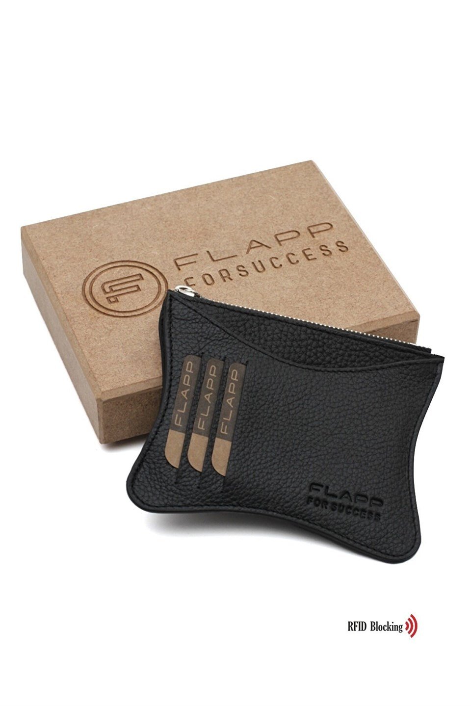 Flapp Deri Flotur Siyah Rfıd Korumalı Engelleyici Fermuarlı Bozukpara Gözlü Kadın Çanta Cüzdan