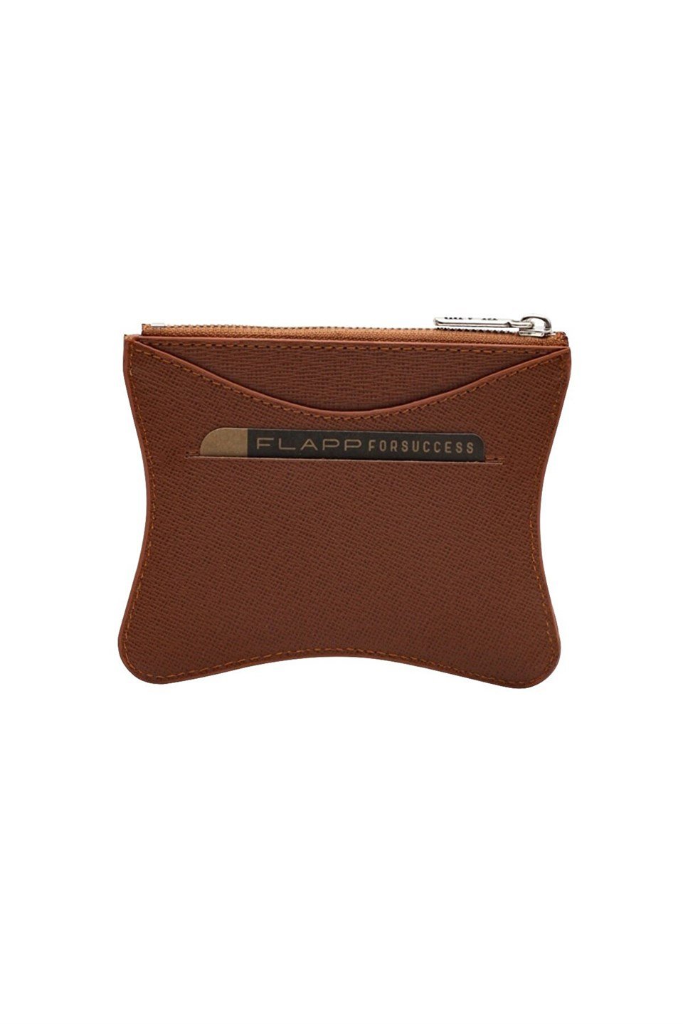 Flapp Deri Kahve Desenli Rfıd Korumalı Engelleyici Fermuarlı Bozukpara Gözlü Kadın Çanta Cüzdan