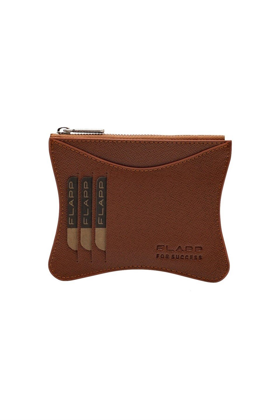 Flapp Deri Kahve Desenli Rfıd Korumalı Engelleyici Fermuarlı Bozukpara Gözlü Kadın Çanta Cüzdan