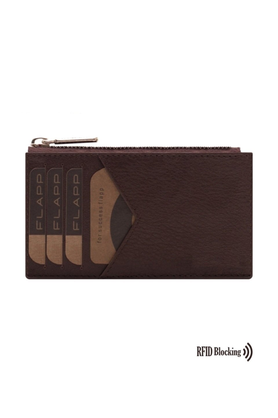 Flapp Deri Kahverengi Rfıd Engelleyici Fermuarlı Bozukpara Gözlü Unisex Çanta Cüzdan