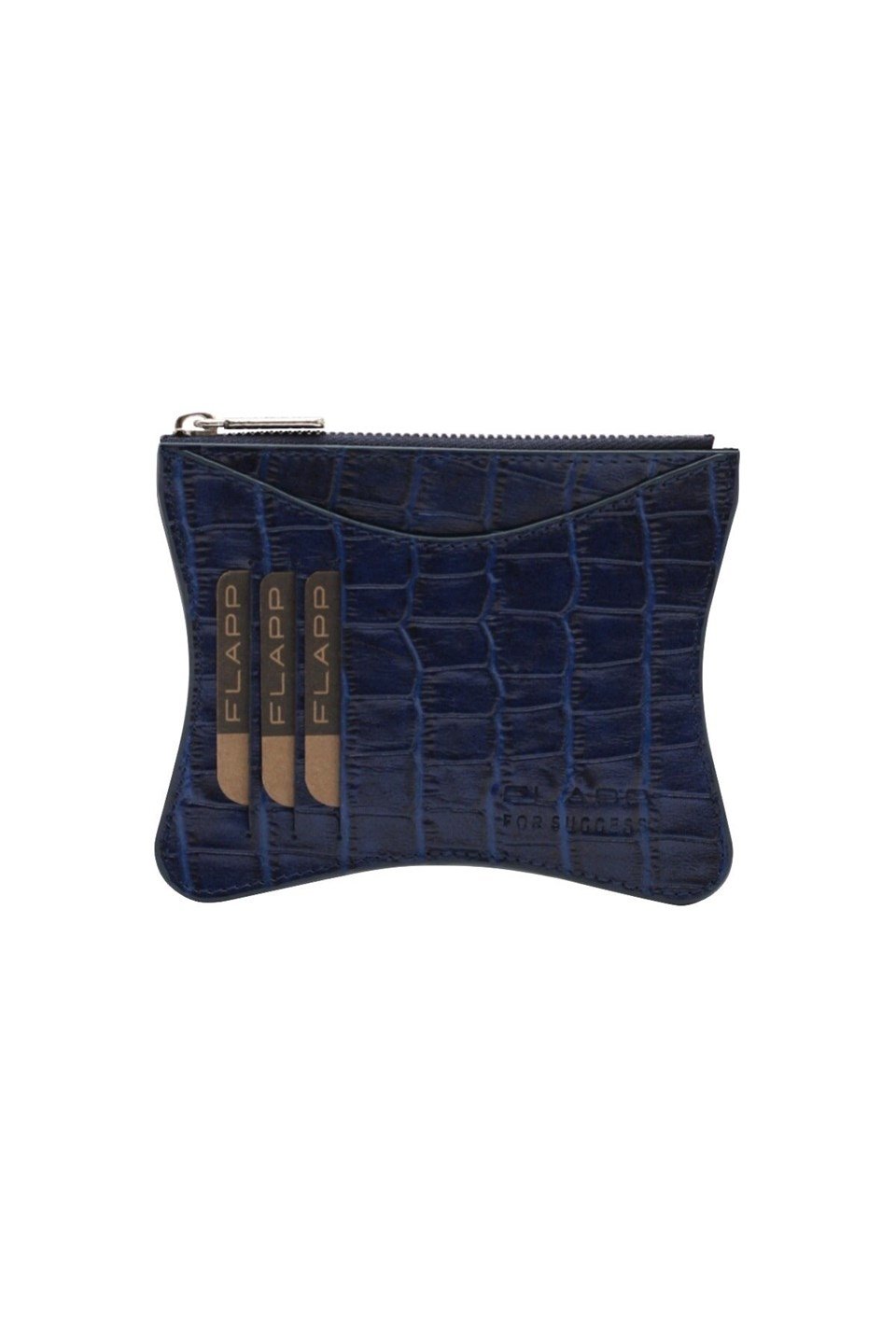 Flapp Deri Krokodil Lacivert Rfıd Korumalı Engelleyici Fermuarlı Bozukpara Gözlü Kadın Çanta Cüzdan