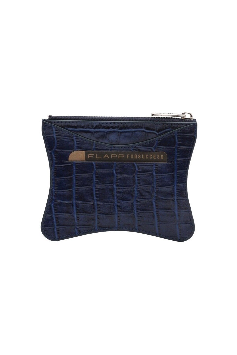 Flapp Deri Krokodil Lacivert Rfıd Korumalı Engelleyici Fermuarlı Bozukpara Gözlü Kadın Çanta Cüzdan