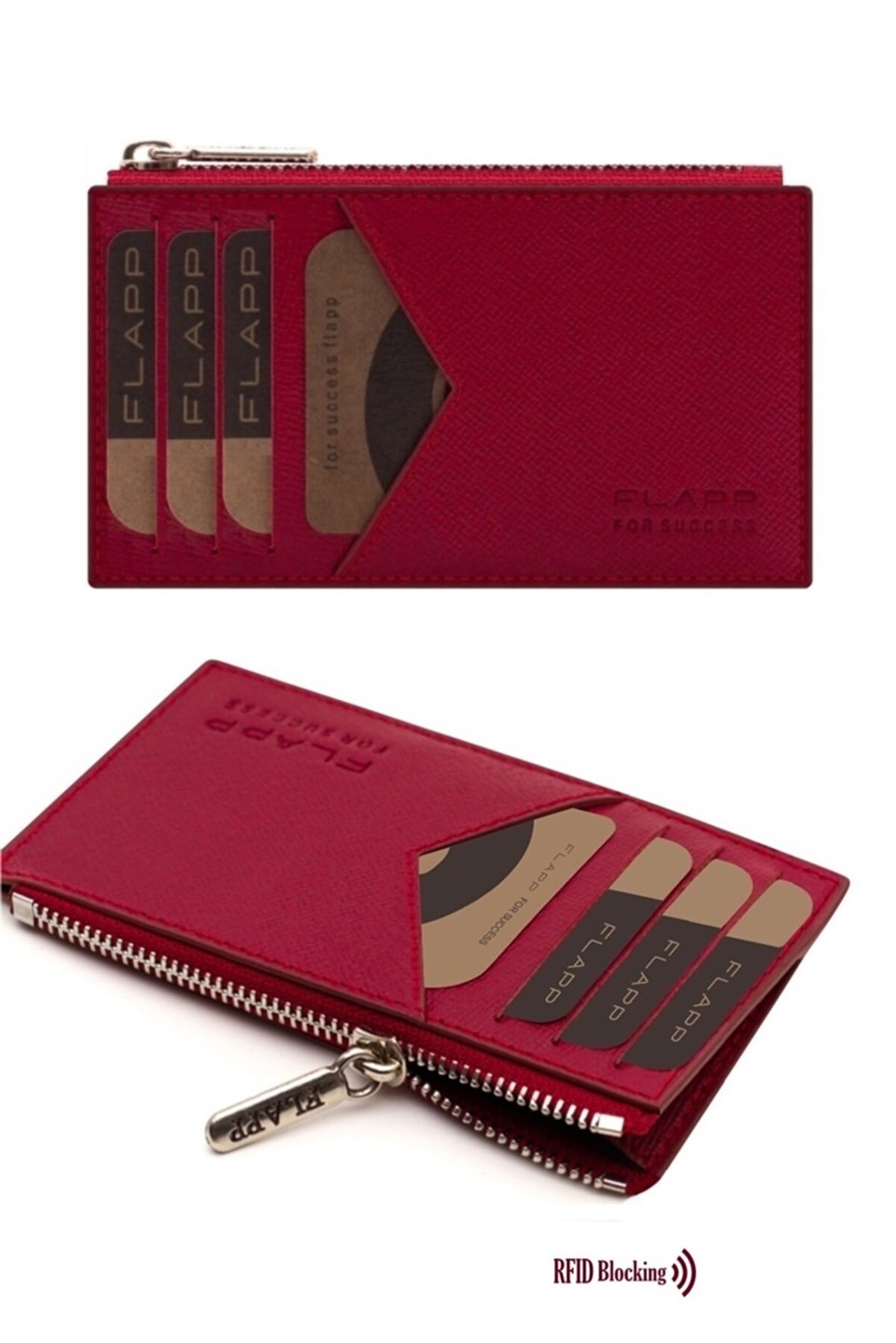Flapp Desenli Bordo Rfıd Engelleyici Fermuarlı Bozukpara Gözlü Unisex Çanta Cüzdan
