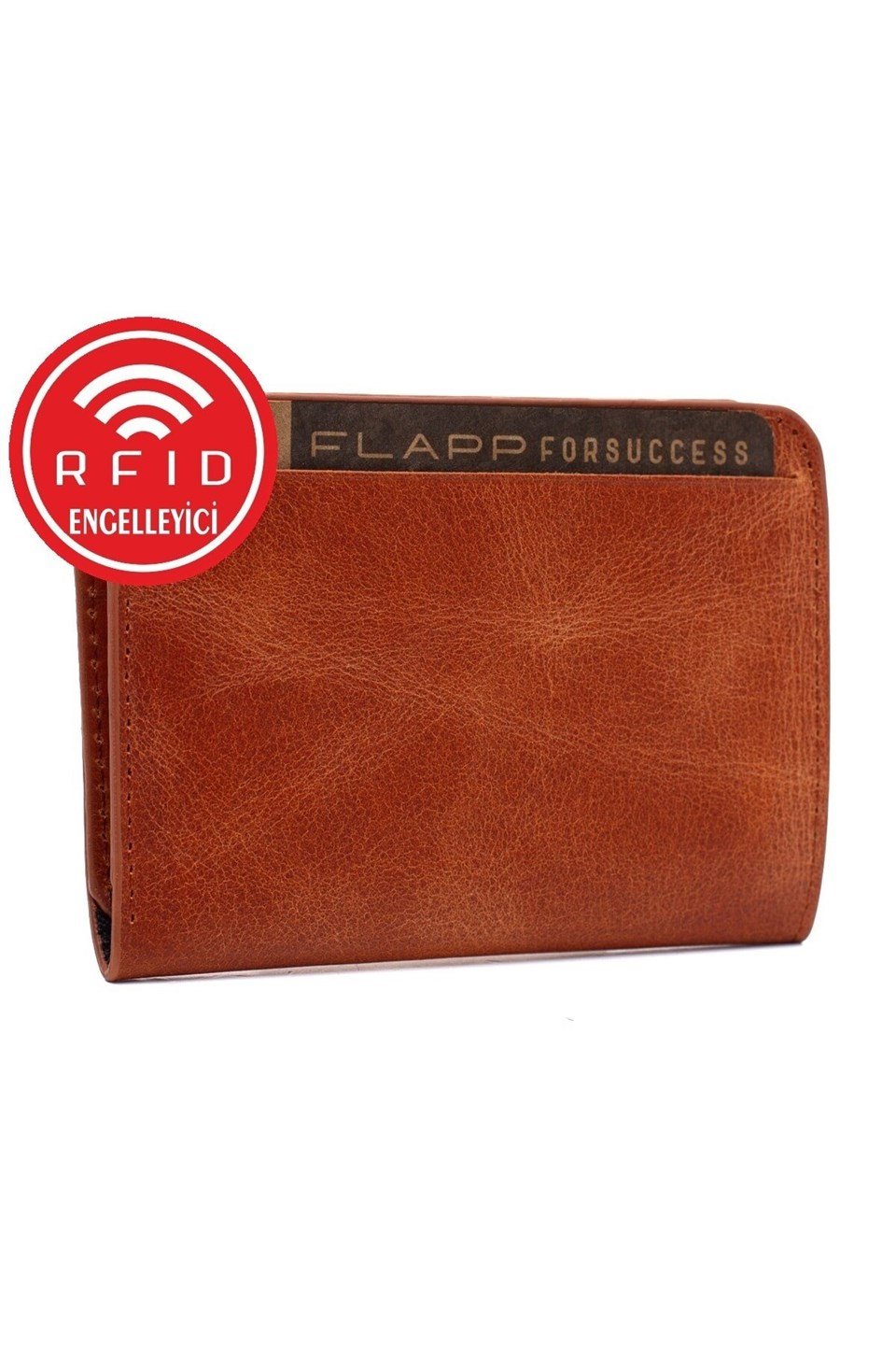 Flapp Hakiki Crazy Deri Rfıd Engelleyici Korumalı Mini Cüzdan Kartlık