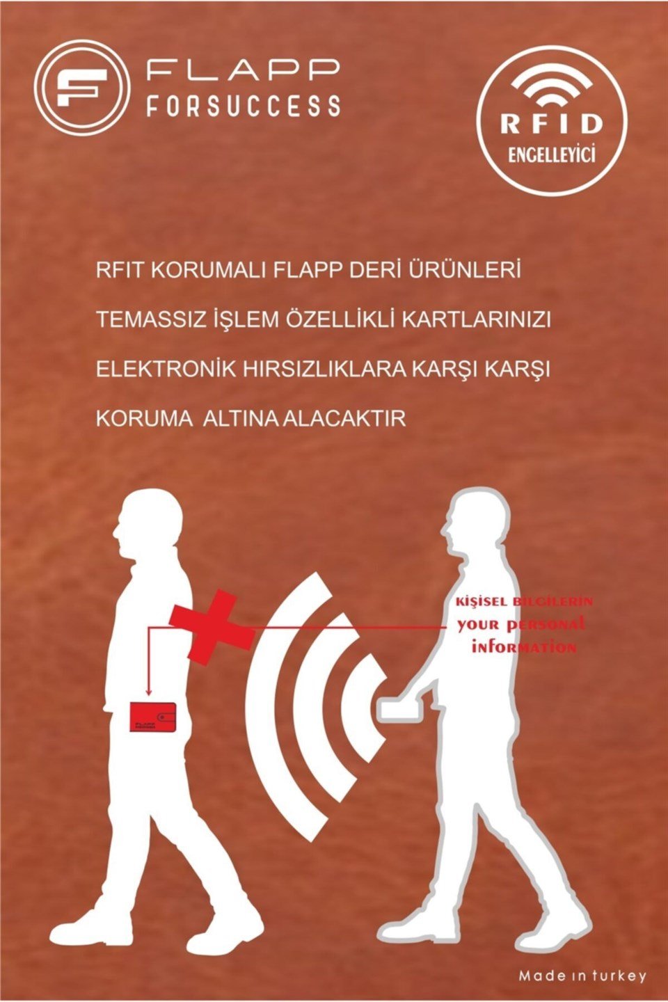 Flapp Hakiki Crazy Taba Deri Rfıd Korumalı Unısex Cüzdan Kartlık