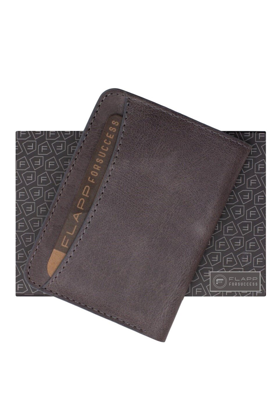 Flapp Hakiki Deri Crazy Gri Mini Cüzdan Kartlık