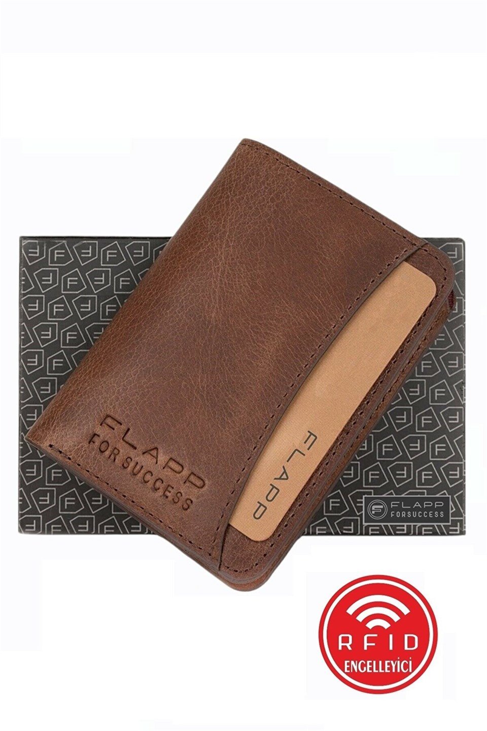 Flapp Hakiki Deri Crazy Kahve Mini Kartlık