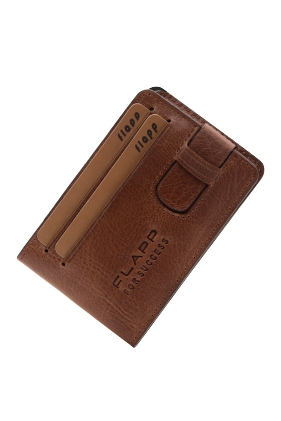 Flapp Hakiki Deri Crazy Kahverengi Cüzdan Kartlık