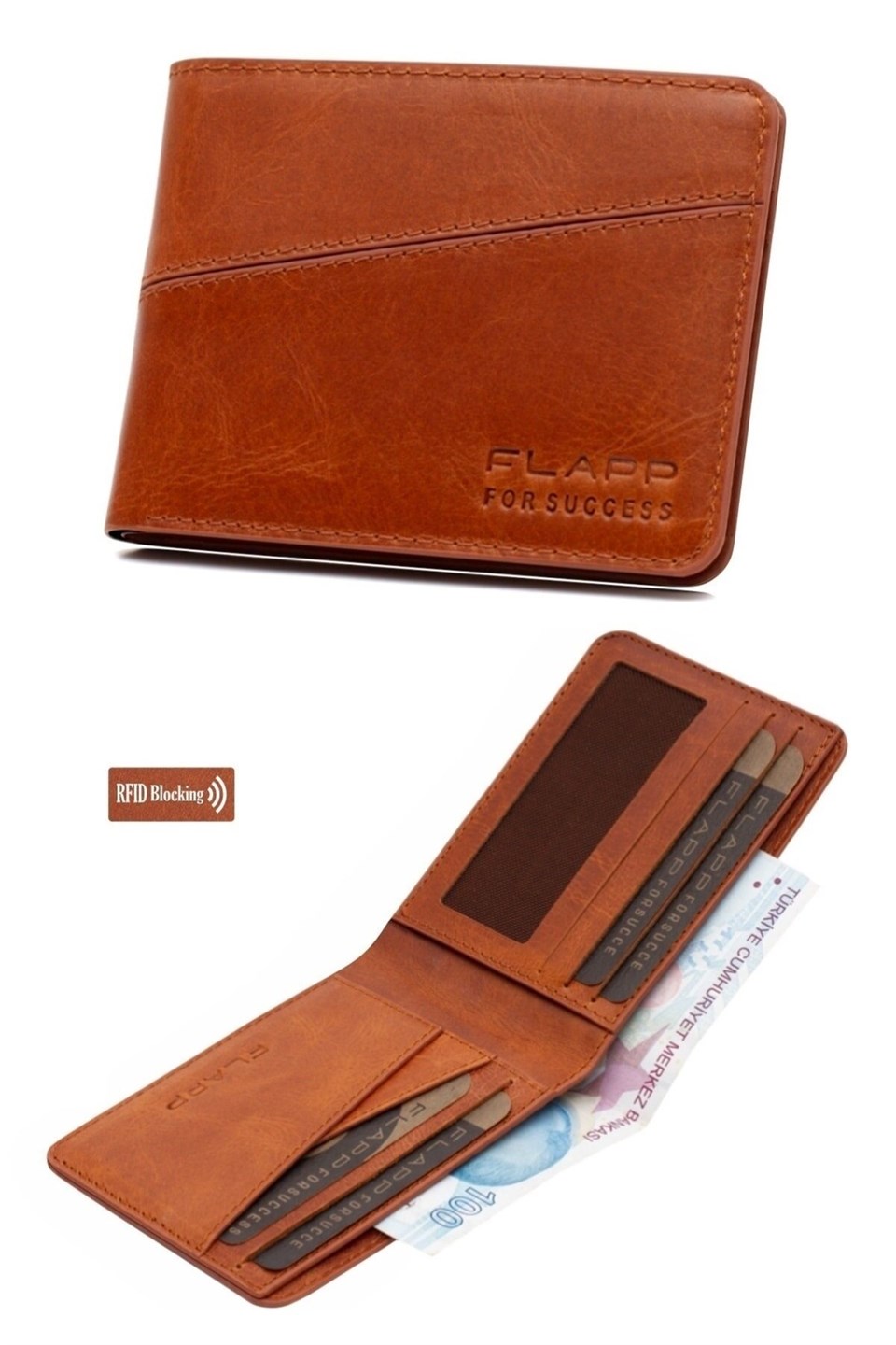 Flapp Hakiki Deri Crazy Taba Rfıd Engelleyici Mini