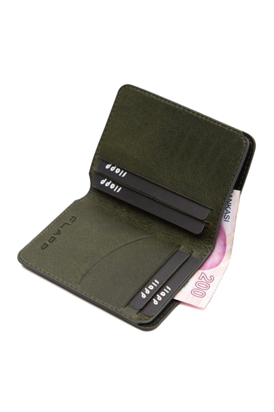 Flapp Hakiki Deri Crazy Yeşil Mini Cüzdan Kartlık