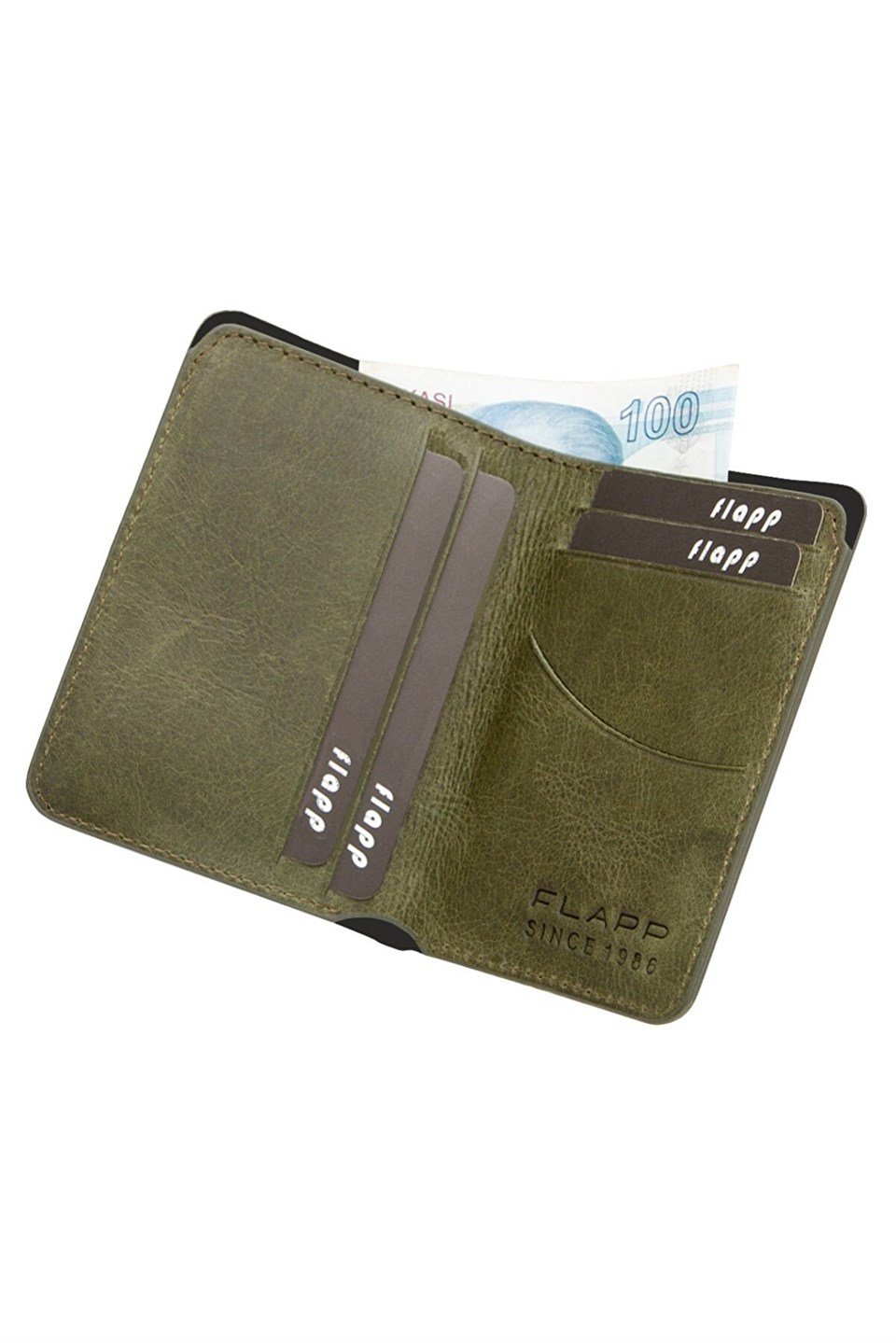 Flapp Hakiki Deri Crazy Yeşil Mini Kartlık