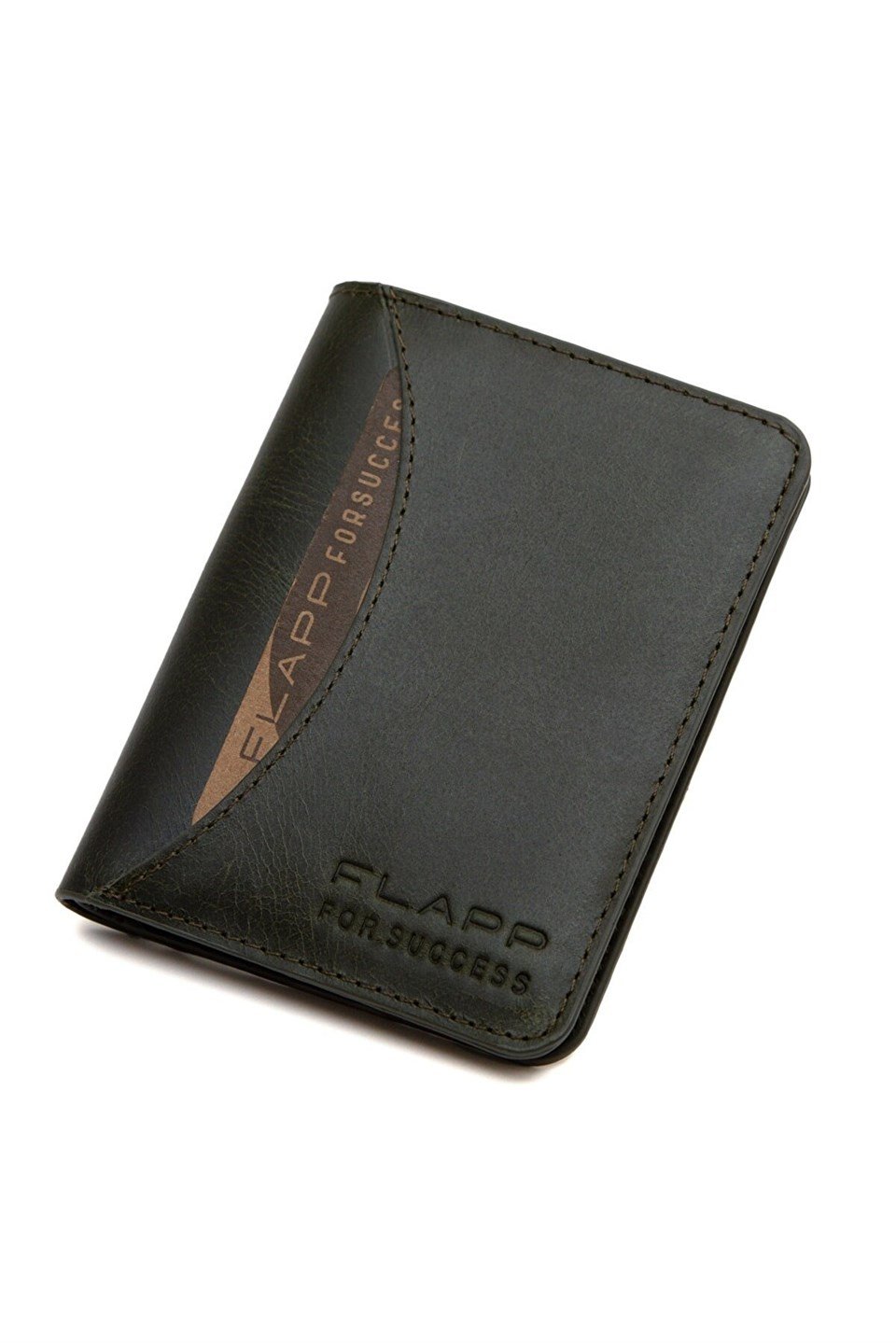 Flapp Hakiki Deri Crazy Yeşil Rfıd Korumalı Cüzdan Kartlık