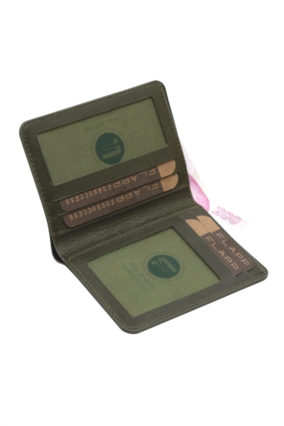 Flapp Hakiki Deri Crazy Yeşil Rfıd Korumalı Cüzdan Kartlık